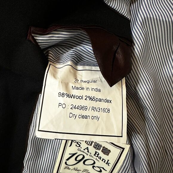 Jos. A. Bank Black Sport Coat with Notched Lapels - Picture 6 of 6